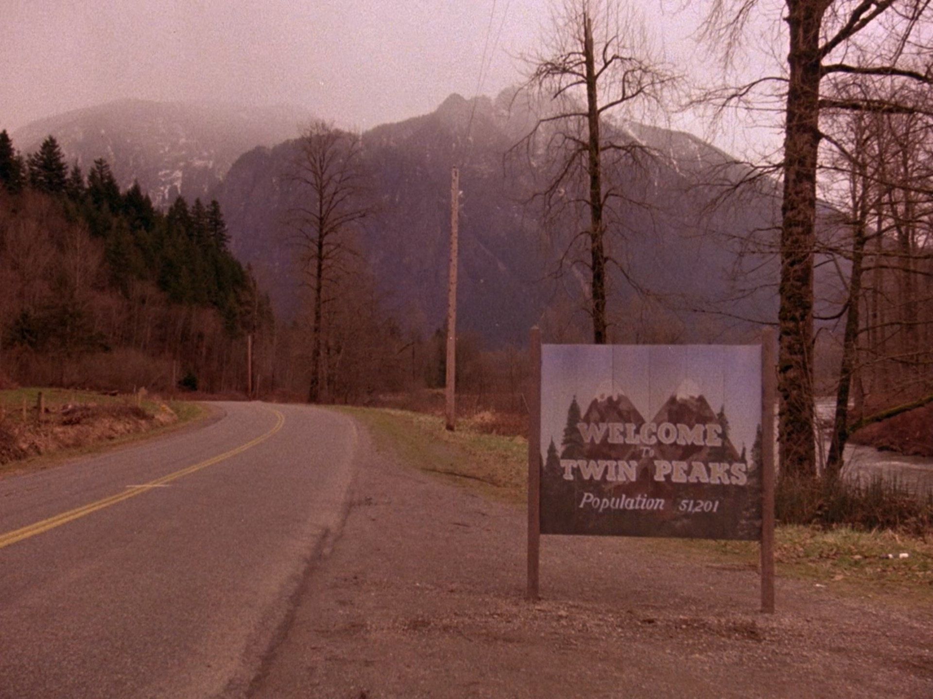 The Welcome to Twin Peaks, Population 51,201 sign that opens the show each episode. The sign stood in Snoqualmie Valley until it was removed some time in 2022-2023.